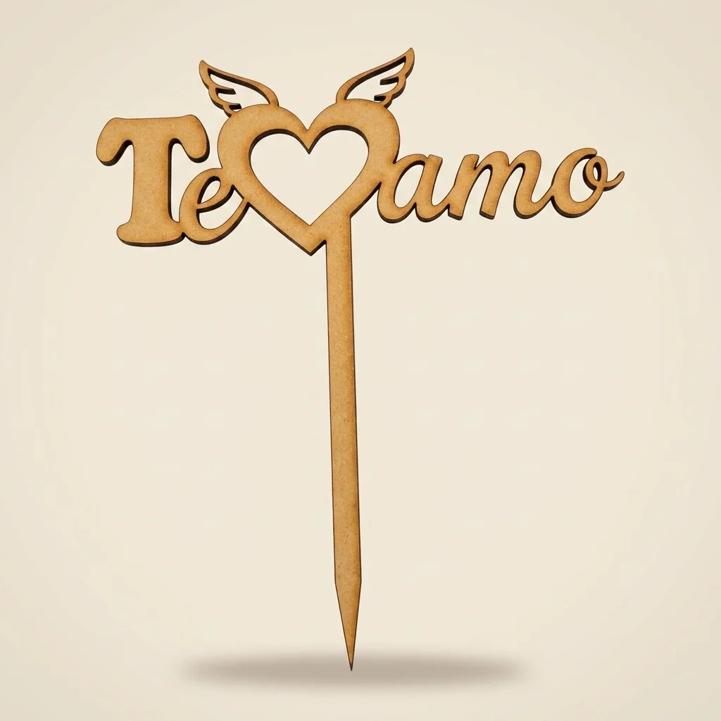 Topper "Te amo" en corazón con alas