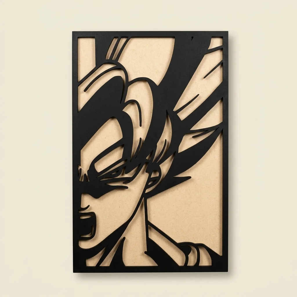 Cuadro Goku Dragon Ball silueta en madera