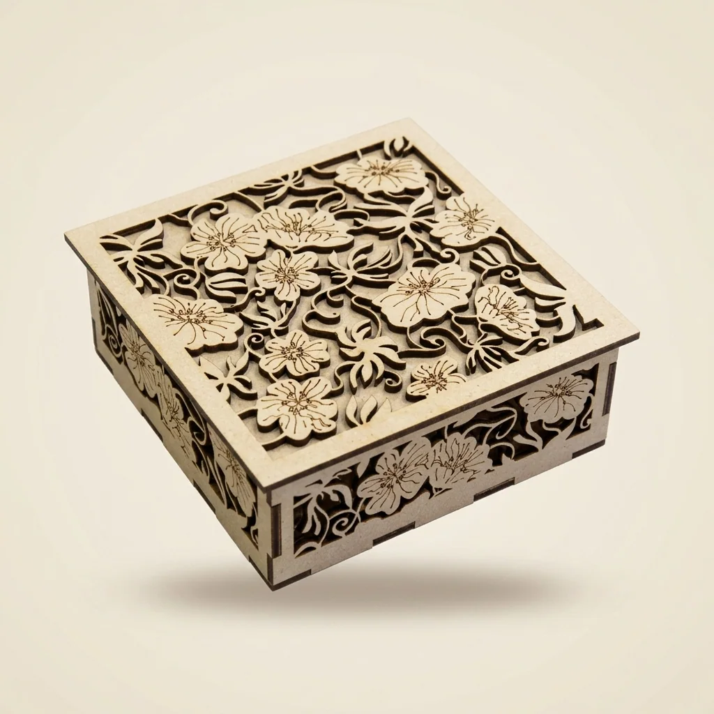 Caja con tapa de estrella calada