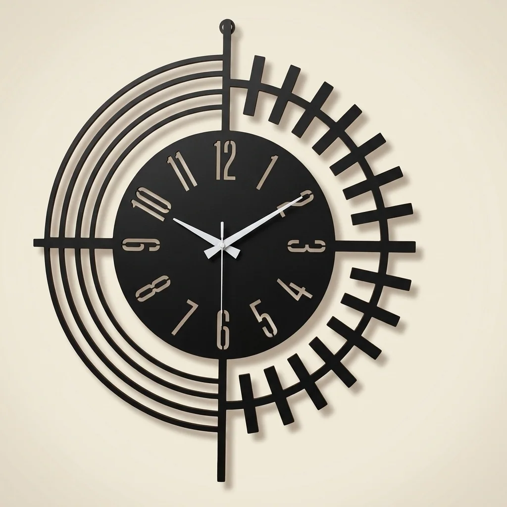Reloj de pared abstracto líneas curvas