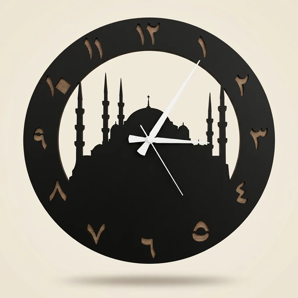 Reloj de pared mezquita con números árabes