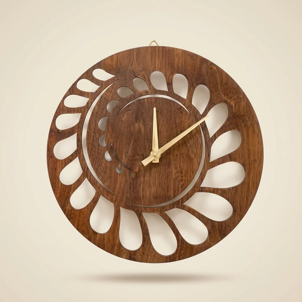 Reloj de pared margarita en madera oscura